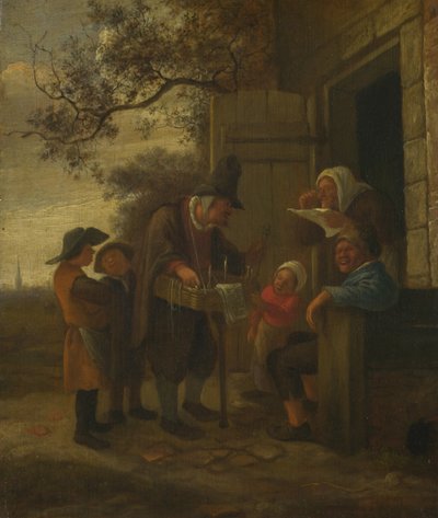 Ein Hausierer verkauft Brillen vor einem Cottage, ca. 1653 von Jan Havickszoon Steen