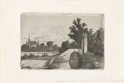 Landschaft mit Steinbrücke und Schloss von Jan Heppener