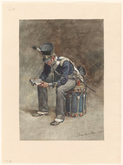 Sitzender lesender Tambour der Infanterie von Jan Hoynck van Papendrecht