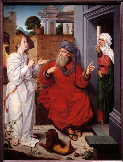 Abraham, Sarah und der Engel von Jan II Provost