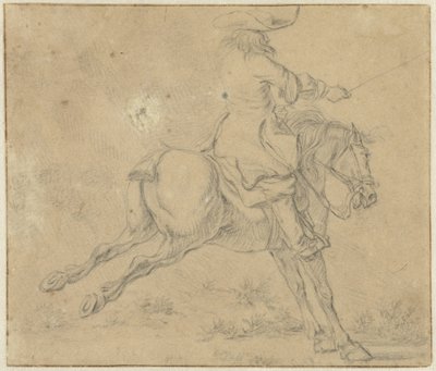 Reiter auf einem scheuenden Pferd von Jan Jacobsz van der Stoffe
