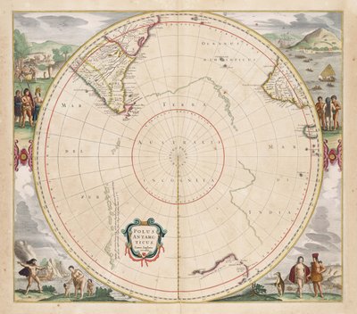 Karte Polus Antarcticus, 1657 von Jan Janssonius