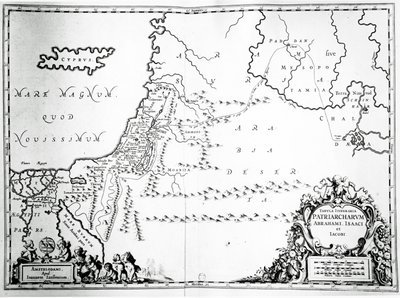 Karte der Reisen von Abraham, Isaak und Jakob, 1652 von Jan Janssonius