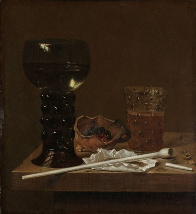 Stillleben mit Roemer, Bierglas und Pfeife von Jan Jansz. van de Velde (III)
