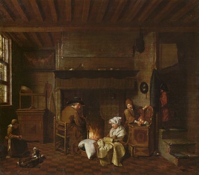 Innenraumszene, neben dem Kamin von Jan Josef the Elder Horemans