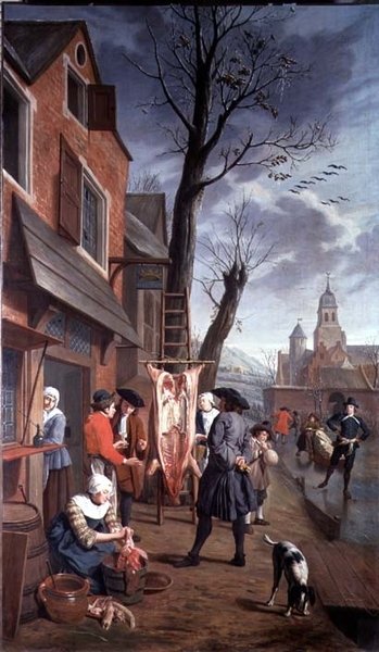 Vor dem Metzger (eine von vier) von Jan Josef the Younger Horemans