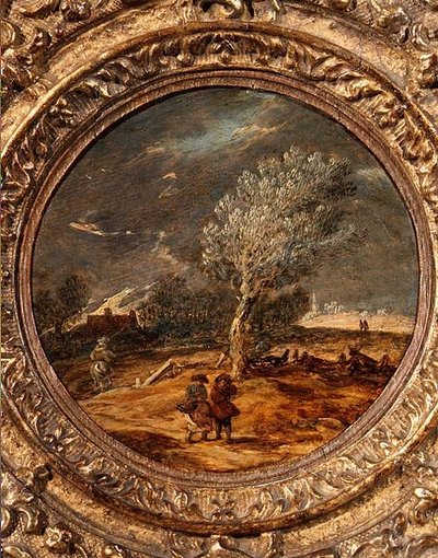 Figuren überqueren eine Heide bei starkem Wind von Jan Josefsz. van (circle of) Goyen
