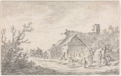 Landschaft mit einem Cottage und Figuren, 1653 von Jan Josephsz van Goyen