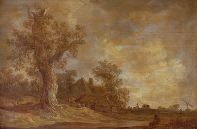 Bewaldete Landschaft mit Figuren und Eiche von Jan Josephsz van Goyen