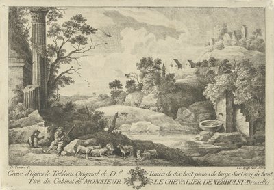 Blick auf eine Landschaft mit Hirten von Jan Lauwryn Krafft (I)