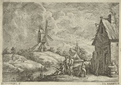 Landschaft mit Gasthaus und einer Mühle von Jan Lauwryn Krafft (I)