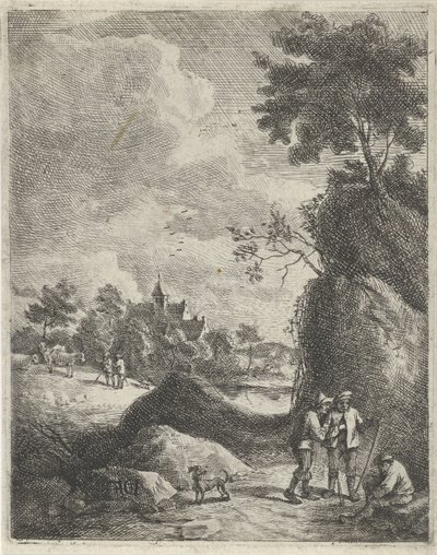 Landschaft mit Reisenden und zwei Hirten von Jan Lauwryn Krafft (I)