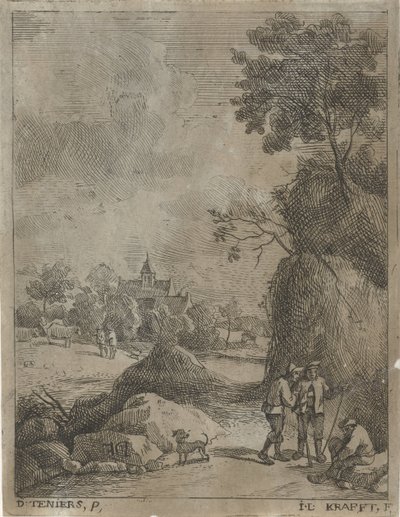 Landschaft mit Reisenden und zwei Hirten von Jan Lauwryn Krafft (I)