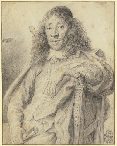 Der Dichter Jan Vos in einem Sessel sitzend nach links von Jan Lievens