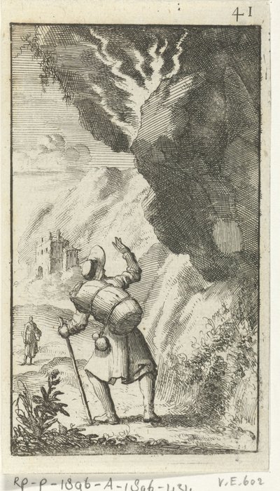 Christ fürchtet, von einem fallenden Felsblock zerquetscht zu werden von Jan Luyken