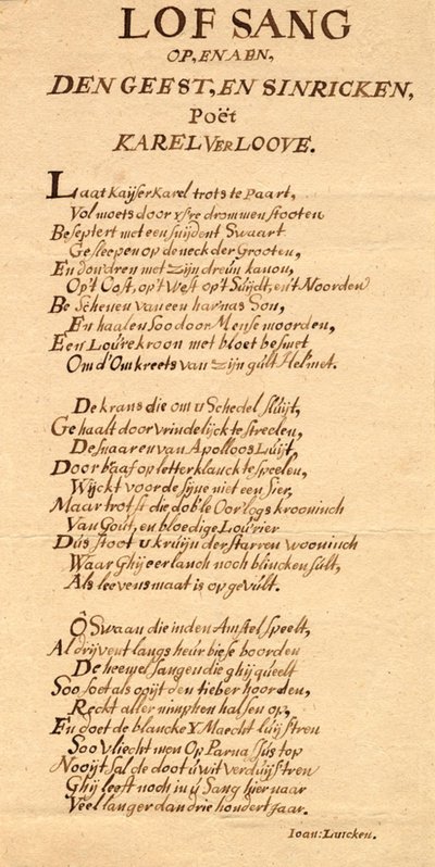 Umschlag mit handgeschriebenem Gedicht von Jan Luyken auf Karel Verloove von Jan Luyken