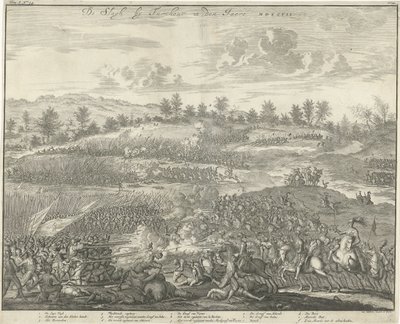 Schlacht bei Turnhout, 1597 De Slagh by Turnhout in den Jaere MDXCVII (Titel auf Objekt) von Jan Luyken