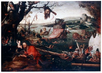 Landschaft mit dem Gleichnis von Sankt Christophorus, frühes 16. Jahrhundert von Jan Mandyn