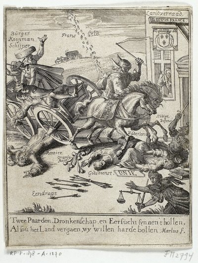 Karikatur über die vermeintliche Frankreichfreundlichkeit von Amsterdam, 1690 von Jan Marlois