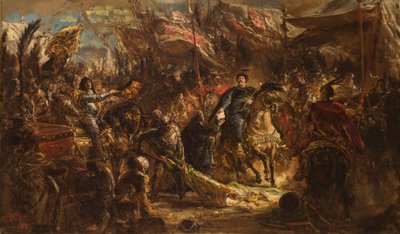 Jan III Sobieski überreicht Kanonikus Denhoff einen Brief an den Papst mit der Nachricht vom Sieg über die Türken bei Wien im Jahr 1683 von Jan Matejko