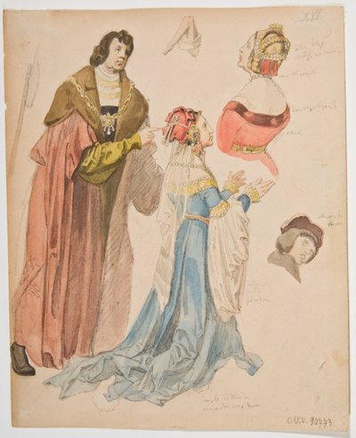Studien von Figuren aus den Altarbildern von Hans Süß von Kulmbach von Jan Matejko