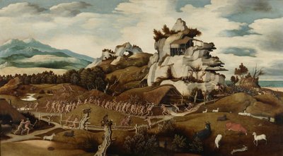 Landschaft mit einer Episode aus der Eroberung Amerikas, ca. 1535 von Jan Mostaert