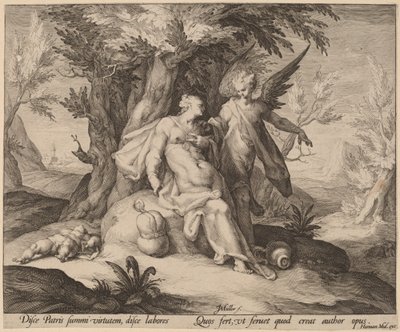 Hagar in der Wüste von einem Engel getröstet von Jan Muller