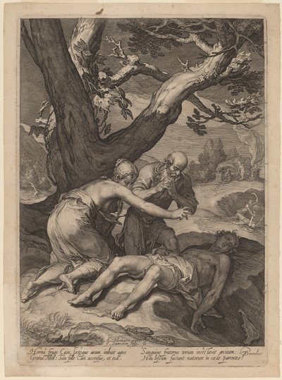 Adam und Eva beklagen den Leichnam Abels von Jan Pietersz Saenredam after Abraham Bloemaert