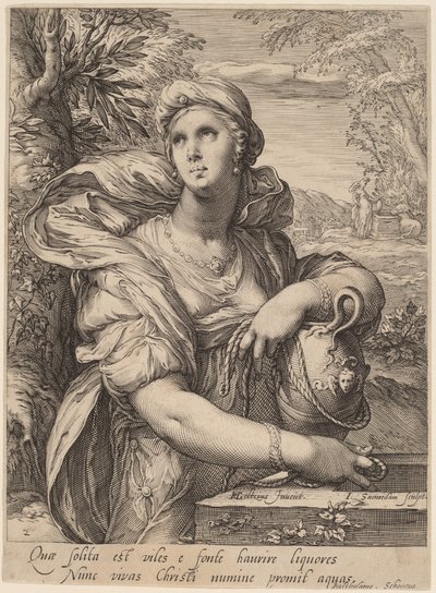Die Samariterin am Brunnen von Jan Pietersz Saenredam, after Hendrik Goltzius
