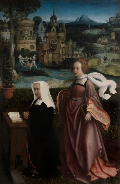 Detail des Stifters mit dem Heiligen Nikolaus und der Frau des Stifters mit der Heiligen Godeliva, ca. 1515-21 von Jan Provoost