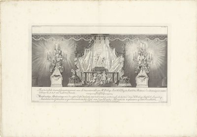Rückseite des Saals mit dem Prunkbett von Prinz Wilhelm IV, 1751 von Jan Punt