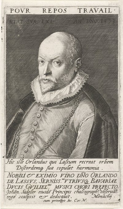 Porträt des Komponisten Orlando di Lasso, 1532-1594, 1593 von Jan Sadeler