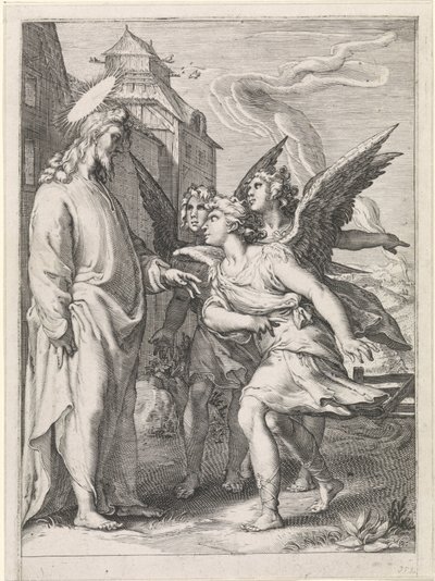 Christus mit drei Engeln von Jan Saenredam (attributed to)