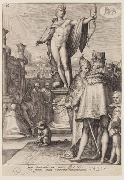 Apollo, der über die Künste der Regierung wacht, aus Sieben Planetengötter von Jan Saenredam