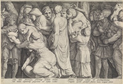Fries mit der Bestrafung von Niobe (Platte 7) von Jan Saenredam