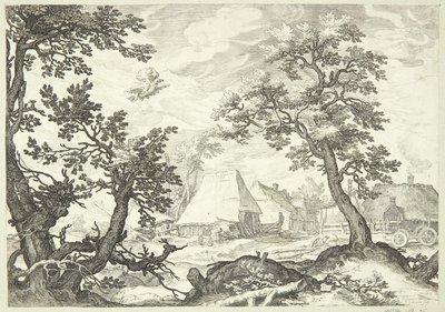 Landschaft mit der Entführung des Ganymedes von Jan Saenredam