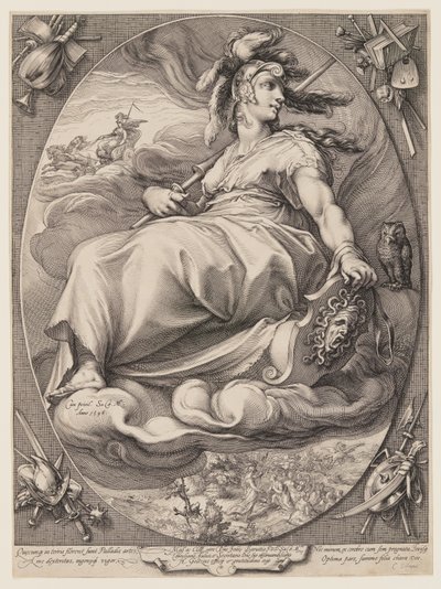 Pallas Athene, aus Drei Göttinnen im Himmel sitzend von Jan Saenredam