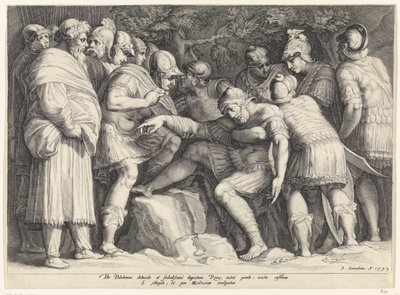 Scipio wird von seinen Söhnen vom Schlachtfeld getragen von Jan Saenredam