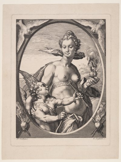 Venus und Amor, aus Drei heidnische Götter oder Göttinnen von Jan Saenredam