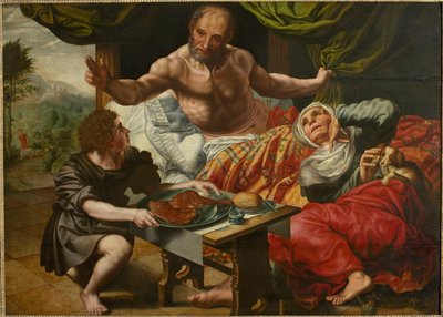 Isaak segnet Jakob, Mitte des 16. Jahrhunderts von Jan Sanders Hemessen van