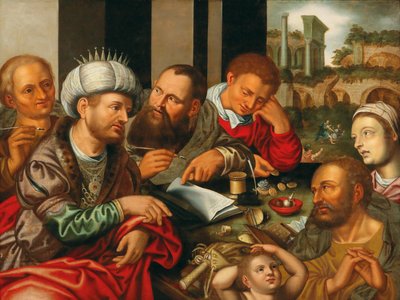 Das Gleichnis vom unbarmherzigen Gläubiger, Mitte des 16. Jahrhunderts von Jan Sanders Hemessen van