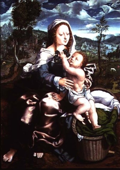 Madonna und Kind in einer weiten Landschaft von Jan Sanders van Hemessen