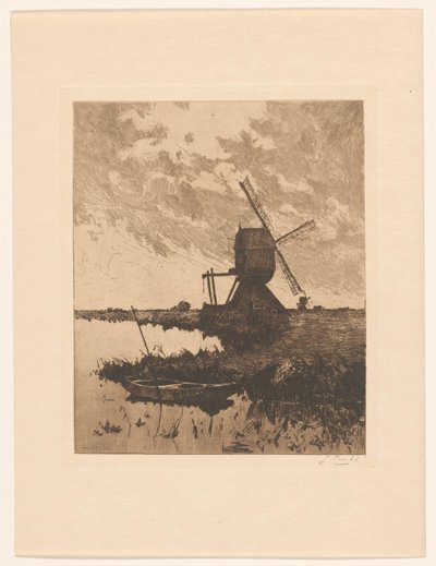 Landschaft mit Mühlen bei Haastrecht von Jan Sirks (signed by artist)