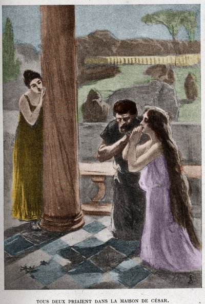 Beide beteten im Haus von Cesar (Kapitel VIII) Illustration von JAN STYKA (1858-1925) für Henryk Sienkiewiczs Roman „Quo Vadis“ von Jan Styka