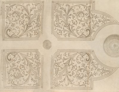 Entwurf für einen Brunnen und vier quadratische Parterres für einen Lustgarten, 1651 von Jan Van de Velde