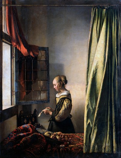 Mädchen liest einen Brief am offenen Fenster, ca. 1659 von Jan Vermeer van Delft