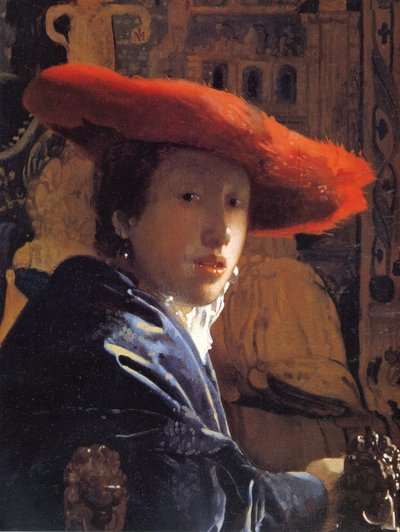 Mädchen mit rotem Hut, ca. 1665 von Jan Vermeer van Delft