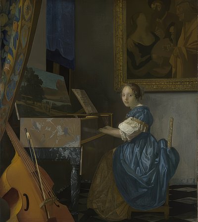 Junge Frau, an einem Virginal sitzend von Jan Vermeer van Delft