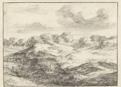 Dünenlandschaft mit einem Häuschen in der Ferne von Jan Vermeer van Haarlem (I) (attributed to)