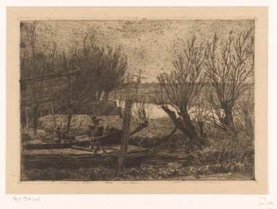 Landschaft mit Booten in einem Graben nahe einer Wasserstraße von Jan Veth